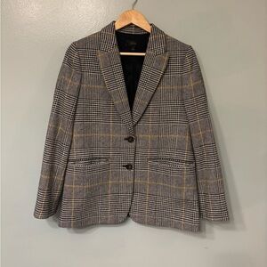 J. Crew Plaid Blazer - Black, White, Gold